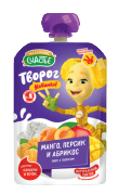 Пюре Фиксики 85гр Детский фруктовый творожок с манго, абрикосом и персиком 1*12шт