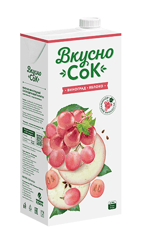ВкусноСок 0,95л Яблочно-виноградный т/пак 1/12шт